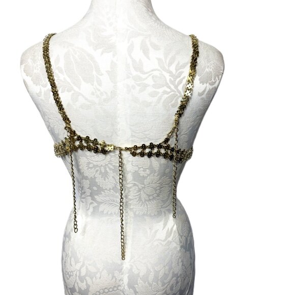 Belly Dance Gold  Metal Coin Boho Bra Y2K NWT NOS - Picture 7 of 12